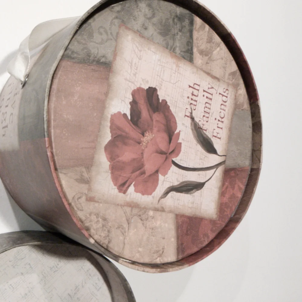 Multicolored Nesting Hat Boxes with Lids, Ribbon Carrying Handles - Picture 6 of 8